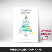 What can be personalised on this Daughter & Boyfriend christmas cards