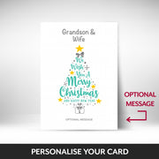 What can be personalised on this Grandson & Wife christmas cards