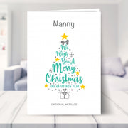 Nanny christmas card shown in a living room