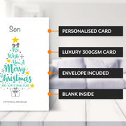 Main features of this christmas card for Son