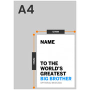 The size of this personalised card for big brother is 7 x 5" when folded