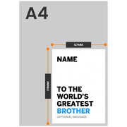 The size of this personalised card for brother is 7 x 5" when folded
