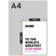 The size of this personalised card for step mum is 7 x 5" when folded