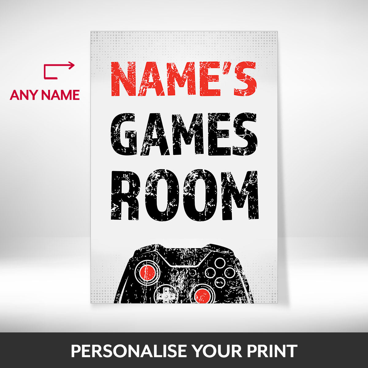 What can be personalised on this gaming posters