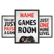 Gamers Games Room - Gaming Print Set for Boys Bedroom