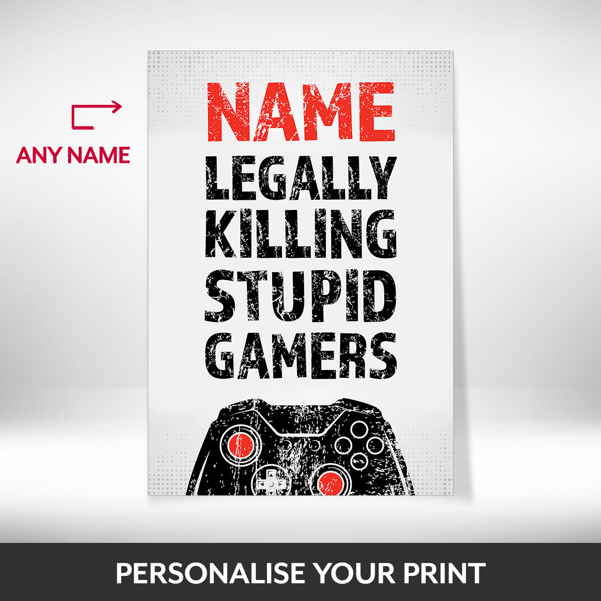 What can be personalised on this gaming posters