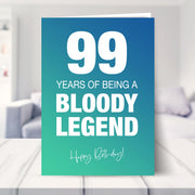 99th birthday card shown in a living room