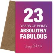 Funny 23rd Birthday Cards for Women - 23 Years Absolutely Fabulous