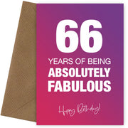 Funny 66th Birthday Cards for Women - 66 Years Absolutely Fabulous