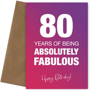 Funny 80th Birthday Cards for Women - 80 Years Absolutely Fabulous