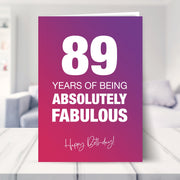 89th birthday card shown in a living room