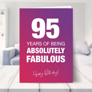 95th birthday card shown in a living room