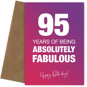 Funny 95th Birthday Cards for Women - 95 Years Absolutely Fabulous