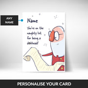 What can be personalised on this insulting christmas cards