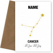 Cancer Birthday Card for Her or Him - June & July Zodiac Bday Cards
