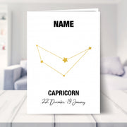 capricorn birthday card shown in a living room