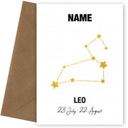 Leo Birthday Card for Her or Him - July & August Zodiac Bday Cards