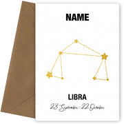 Libra Birthday Card for Her or Him - September & October Zodiac Bday Cards