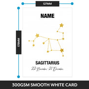 The size of this star sign birthday card is 7 x 5" when folded