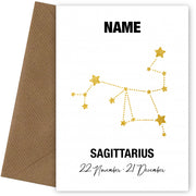 Sagittarius Birthday Card for Her or Him - November & December Zodiac Bday Cards