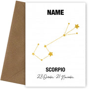 Scorpio Birthday Card for Her or Him - October & November Zodiac Bday Cards